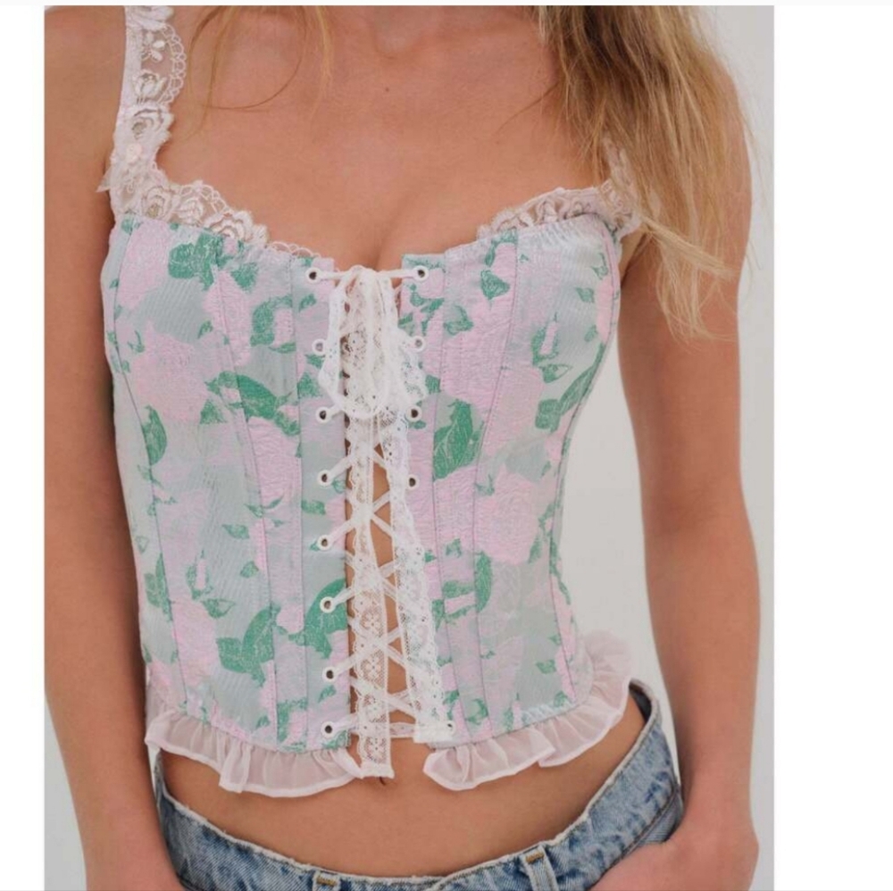 For Love And Lemons Maribel Bustier Floral Corset Lace Top NWT SMALL- DD